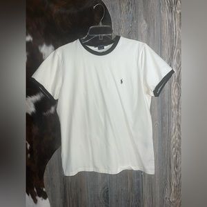 Ralph Lauren Golf size large off white and black short sleeve fitted tee